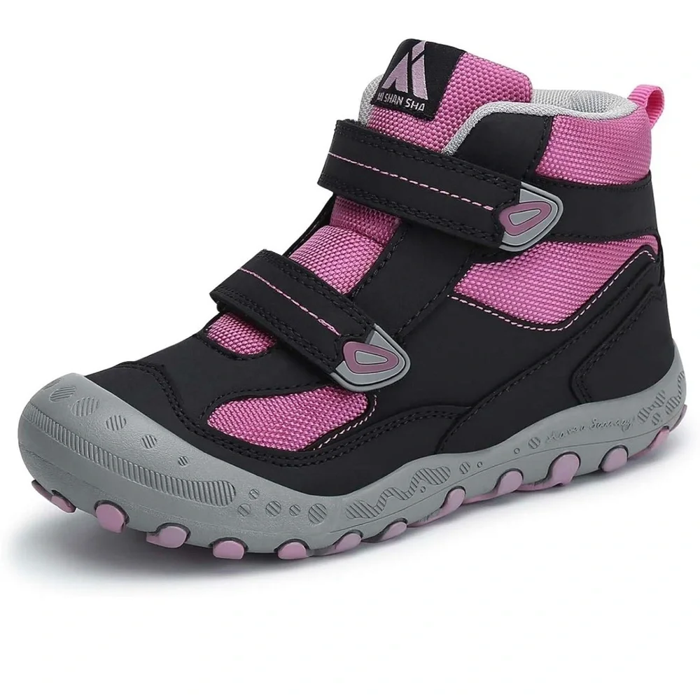 Mishansha Kids' Pink and Gray Boots Size 2.5